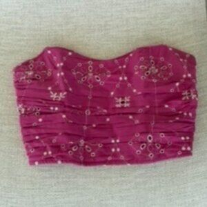 Embroidered strapless crop top